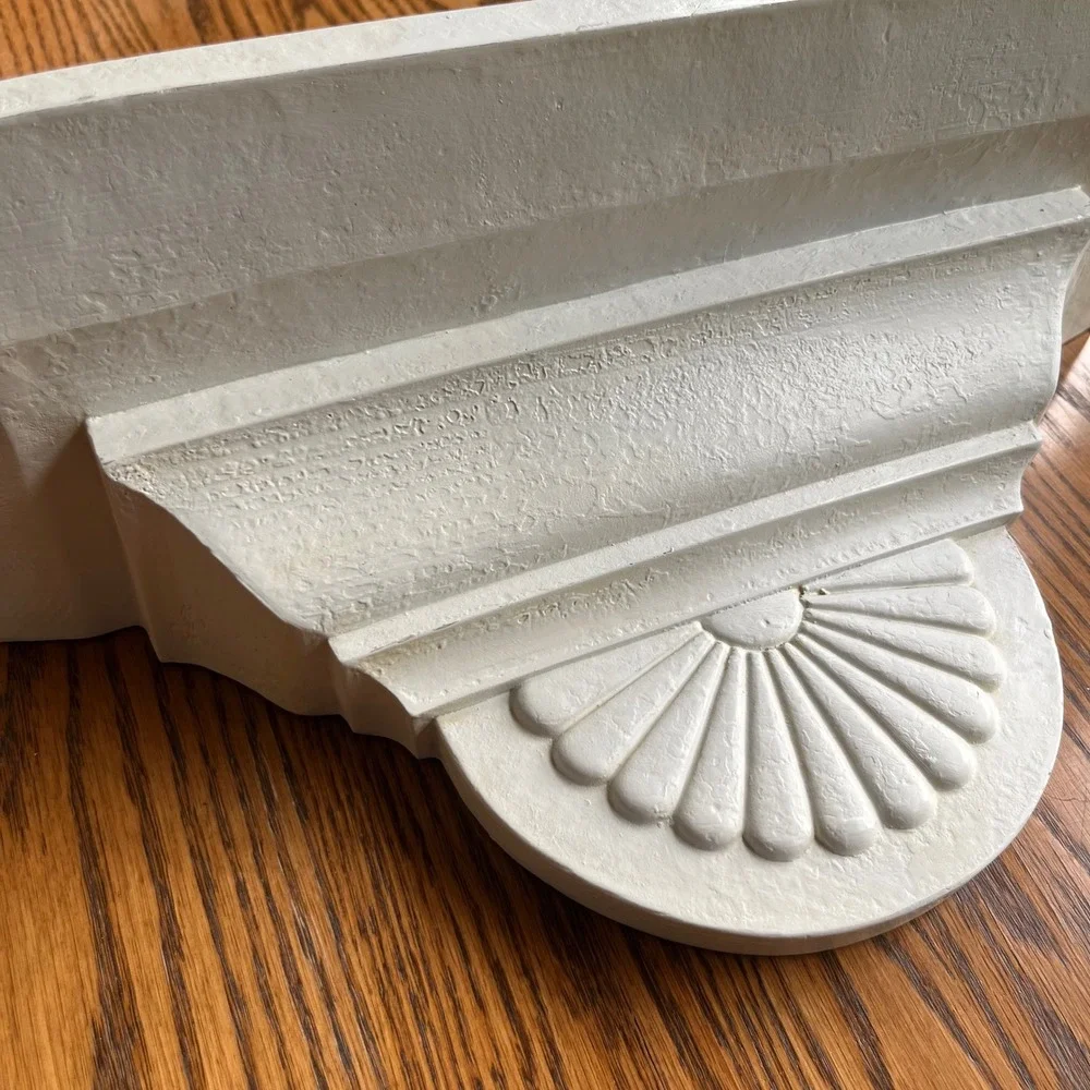 Vintage White Corbel Floating Wall Shelf Scallop Shell Architectural Ledge Decor